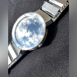 Movado Sapphire Silver Mirror Dial 84 G1 4896 Stainless Steel Mens Watch